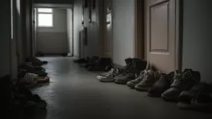 Buty na korytarzu w bloku