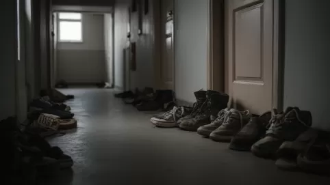 Buty na korytarzu w bloku